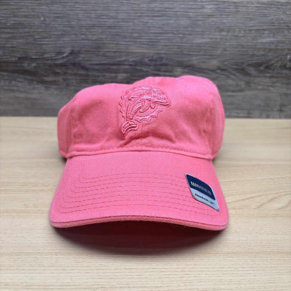 Miami Dolphins Hat Cap Strap Back Womens‎ One Size Pink NFL Football Reebok